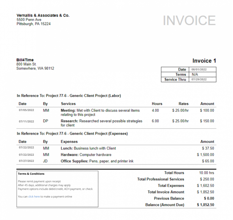 Law Firm Invoice Templates (with Examples) Bill4Time Blog