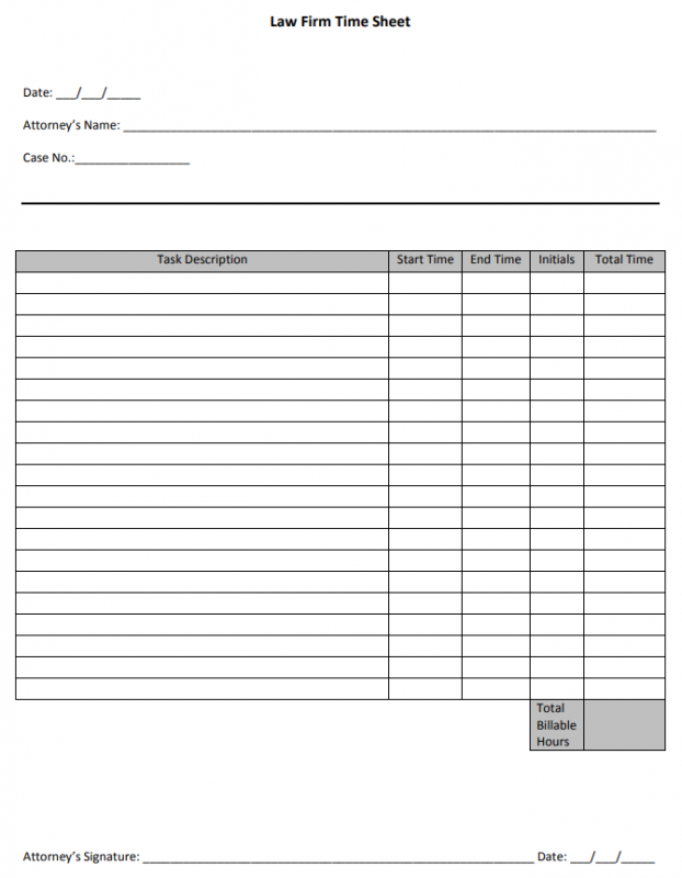 Attorney Billing Timesheet Templates