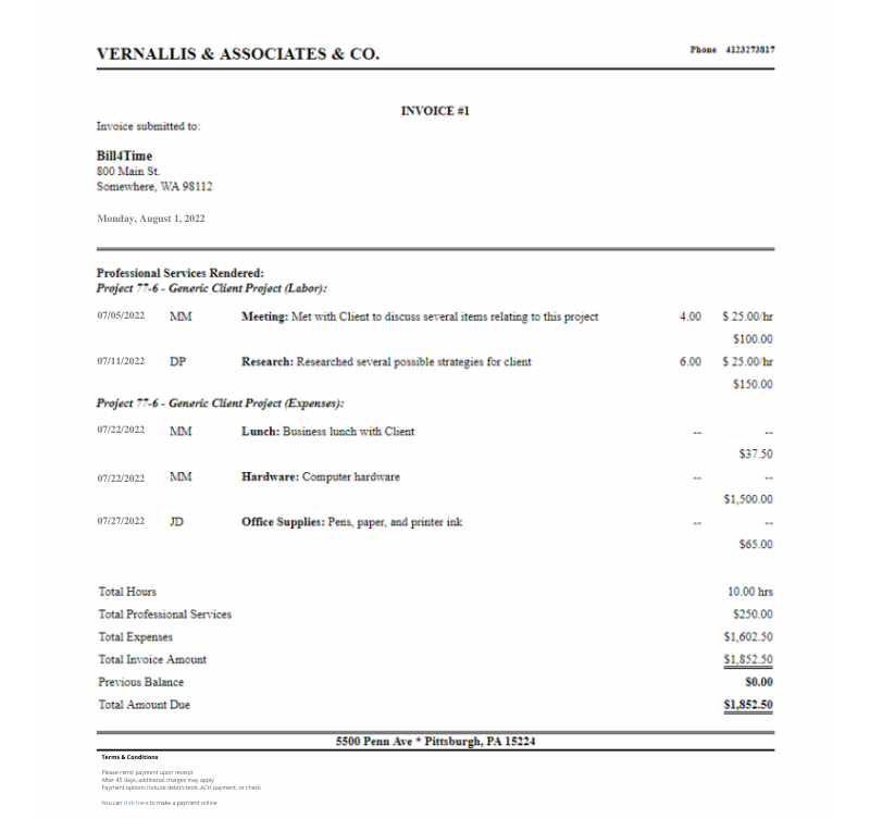 Law Firm Invoice Templates (with Examples) Bill4Time Blog