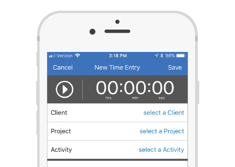 Bill4Time's flexible time tracking on mobile devices.