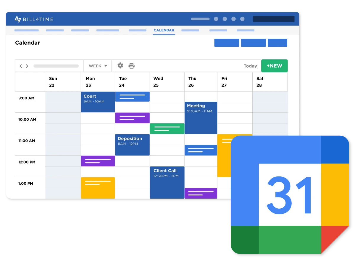 Calendar view with Google Calendar logo