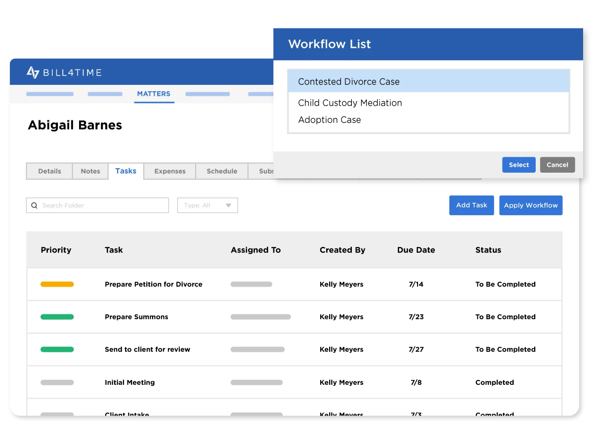 Case management workflow screen