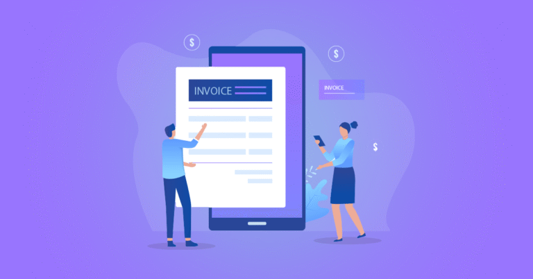 A man and woman looking at their invoice