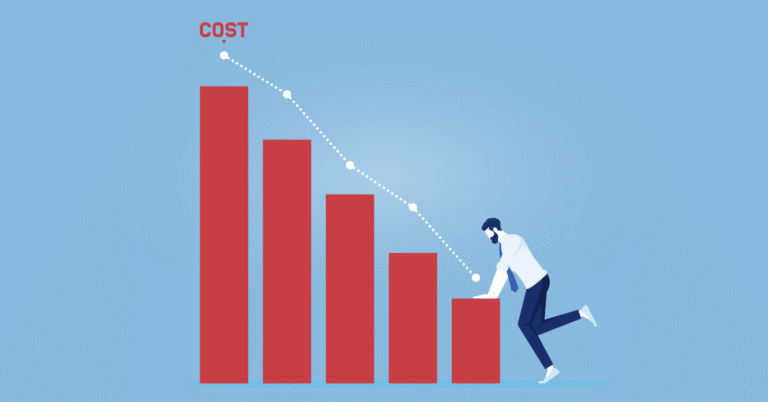 A lawyer interacting with a graph tracking the firm's overhead costs