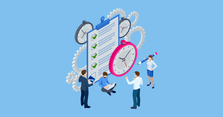 A group of lawyers looking at clocks trying to track time spend on their work