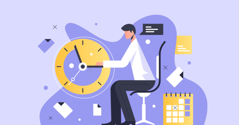 A lawyer on a computer researching what the standard billing increment is for law firms