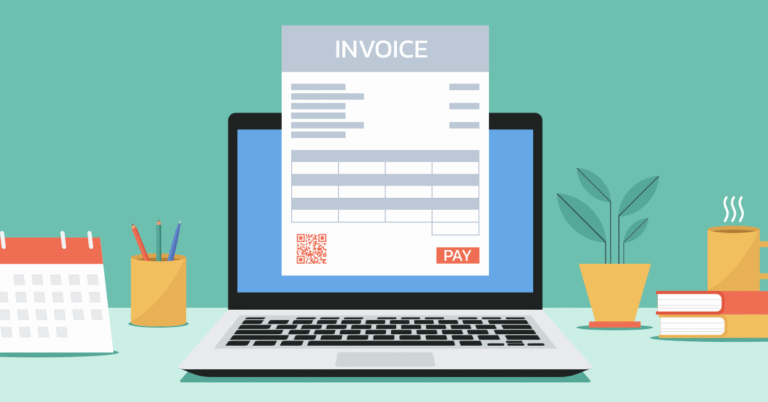 A computer showing a paperless invoice process